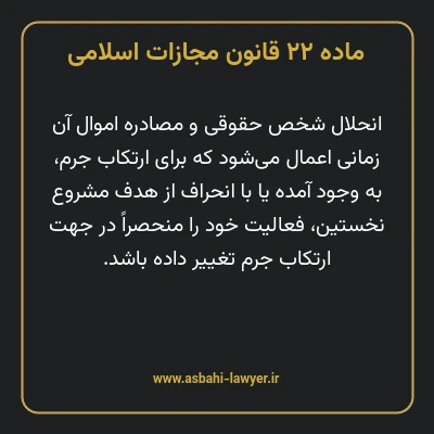 ماده ۲۲ قانون مجازات اسلامی مصوب ۱۳۹۲