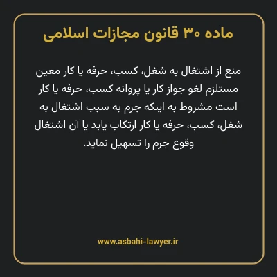 ماده ۳۰ قانون مجازات اسلامی مصوب ۱۳۹۲