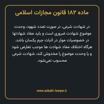 ماده ۱۸۲ قانون مجازات اسلامی مصوب ۱۳۹۲