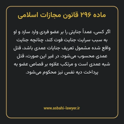 ماده ۲۹۶ قانون مجازات اسلامی مصوب ۱۳۹۲