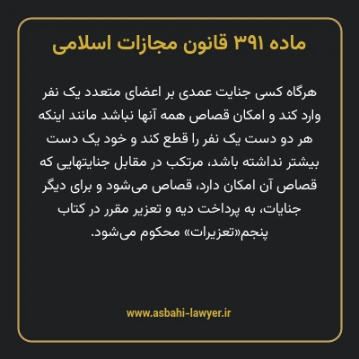 ماده ۳۹۱ قانون مجازات اسلامی مصوب ۱۳۹۲
