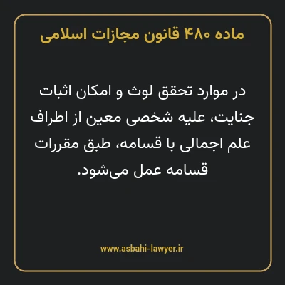 ماده ۴۸۰ قانون مجازات اسلامی مصوب ۱۳۹۲