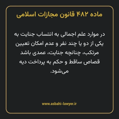ماده ۴۸۲ قانون مجازات اسلامی مصوب ۱۳۹۲