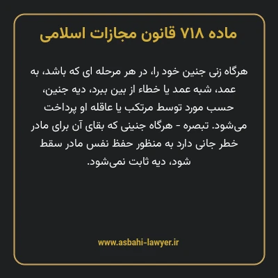 ماده ۷۱۸ قانون مجازات اسلامی مصوب ۱۳۹۲