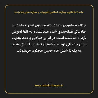 ماده ۵۰۶ قانون مجازات اسلامی (تعزیرات و مجازات های بازدارنده)