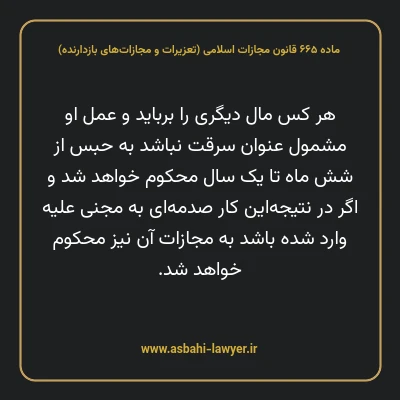 ماده ۶۶۵ قانون مجازات اسلامی (تعزیرات و مجازات های بازدارنده)