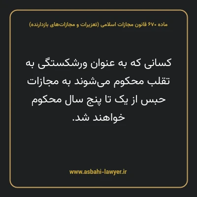 ماده ۶۷۰ قانون مجازات اسلامی (تعزیرات و مجازات های بازدارنده)