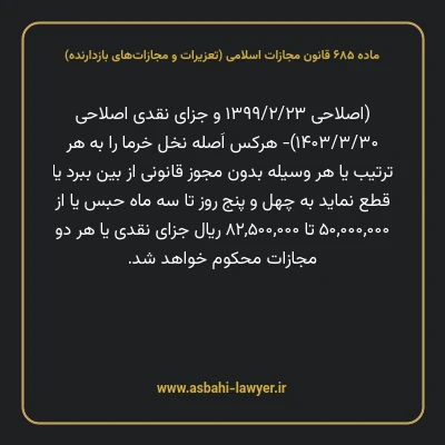 ماده ۶۸۵ قانون مجازات اسلامی (تعزیرات و مجازات های بازدارنده)