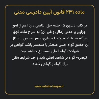 ماده ۲۳۱ قانون آیین دادرسی دادگاه های عمومی و انقلاب در امور مدنی