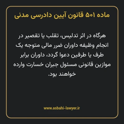 ماده ۵۰۱ قانون آیین دادرسی دادگاه های عمومی و انقلاب در امور مدنی