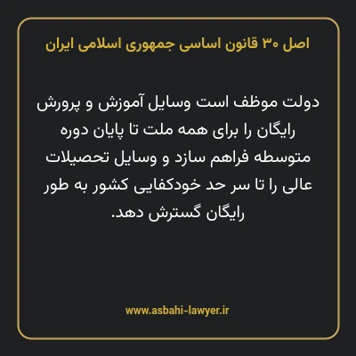 اصل ۳۰ قانون اساسی جمهوری اسلامی ایران