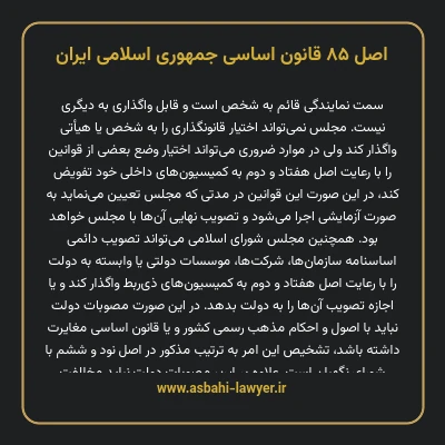 اصل ۸۵ قانون اساسی جمهوری اسلامی ایران