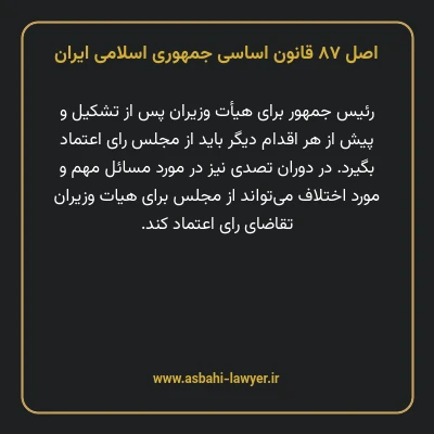 اصل ۸۷ قانون اساسی جمهوری اسلامی ایران