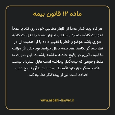 ماده ۱۲ قانون بیمه مصوب ١٣١۶