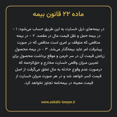 ماده ۲۲ قانون بیمه مصوب ١٣١۶
