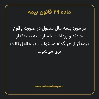 ماده ۲۹ قانون بیمه مصوب ١٣١۶