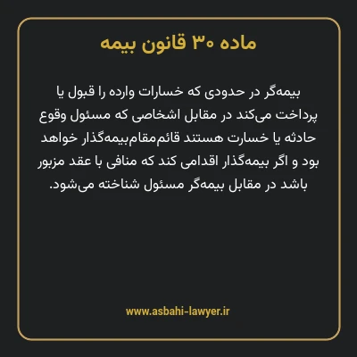 ماده ۳۰ قانون بیمه مصوب ١٣١۶