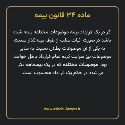 ماده ۳۴ قانون بیمه مصوب ١٣١۶