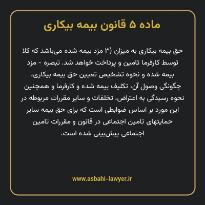 ماده ۵ قانون بیمه بیکاری