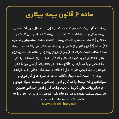 ماده ۶ قانون بیمه بیکاری