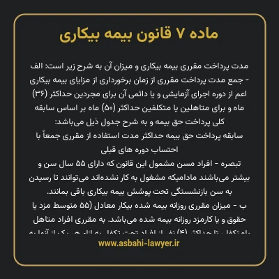 ماده ۷ قانون بیمه بیکاری