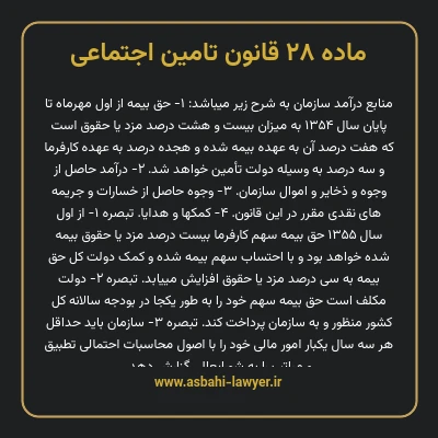 ماده ۲۸ قانون تامین اجتماعی