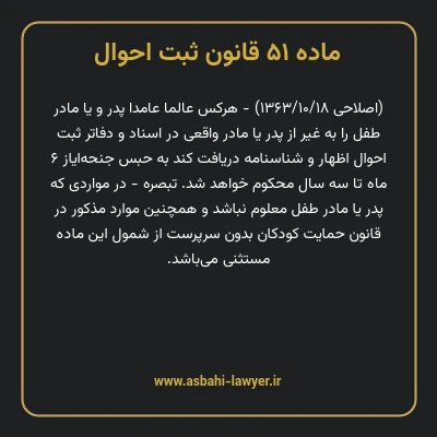 ماده ۵۱ قانون ثبت احوال
