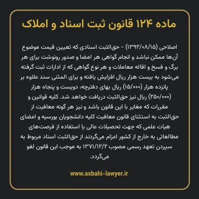 ماده ۱۲۴ قانون ثبت اسناد و املاک
