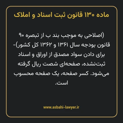 ماده ۱۳۰ قانون ثبت اسناد و املاک