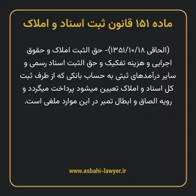 ماده ۱۵۱ قانون ثبت اسناد و املاک