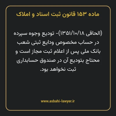 ماده ۱۵۳ قانون ثبت اسناد و املاک