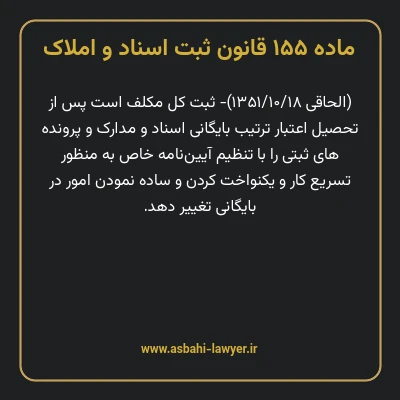 ماده ۱۵۵ قانون ثبت اسناد و املاک