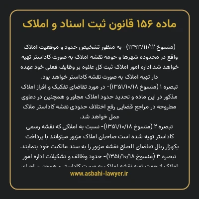 ماده ۱۵۶ قانون ثبت اسناد و املاک