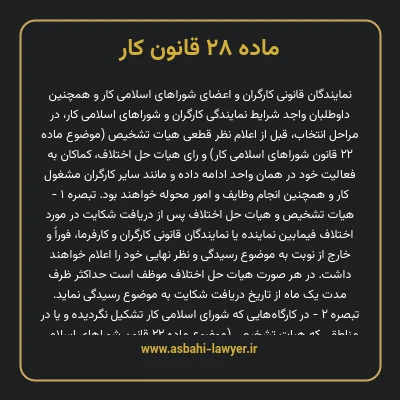 ماده ۲۸ قانون کار