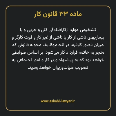 ماده ۳۳ قانون کار