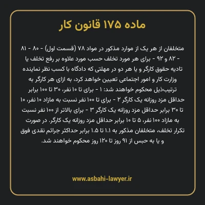 ماده ۱۷۵ قانون کار