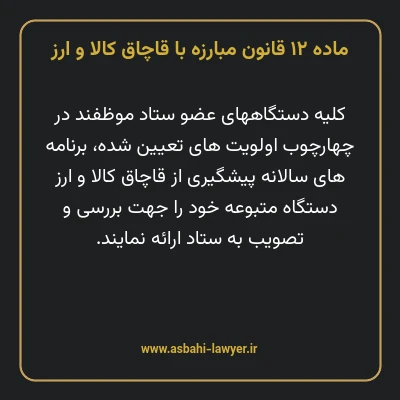 ماده ۱۲ قانون مبارزه با قاچاق کالا و ارز