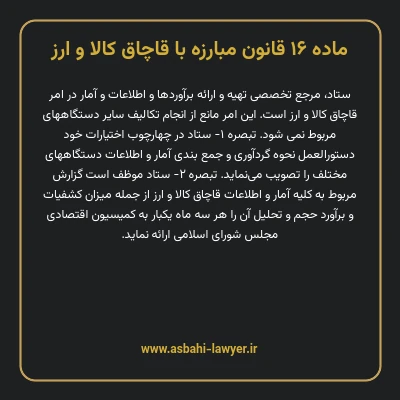 ماده ۱۶ قانون مبارزه با قاچاق کالا و ارز