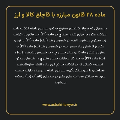 ماده ۲۸ قانون مبارزه با قاچاق کالا و ارز