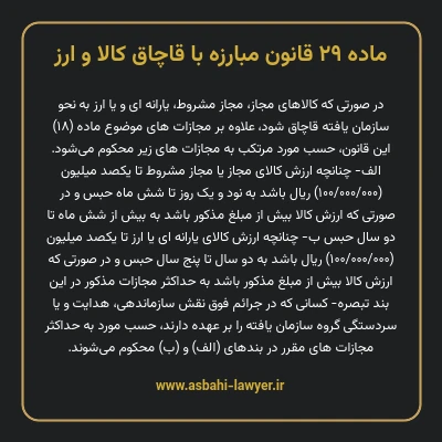 ماده ۲۹ قانون مبارزه با قاچاق کالا و ارز
