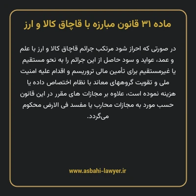 ماده ۳۱ قانون مبارزه با قاچاق کالا و ارز