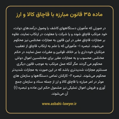 ماده ۳۵ قانون مبارزه با قاچاق کالا و ارز