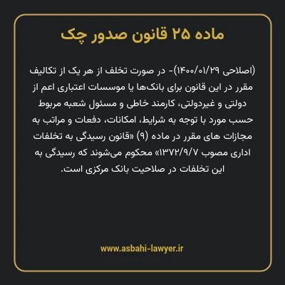 ماده ۲۵ قانون صدور چک