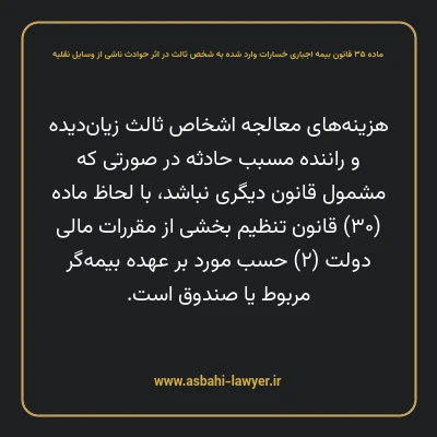 ماده ۳۵ قانون بیمه اجباری خسارات وارد شده به شخص ثالث در اثر حوادث ناشی از وسایل نقلیه