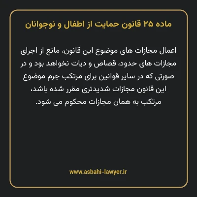 ماده ۲۵ قانون حمایت از اطفال و نوجوانان