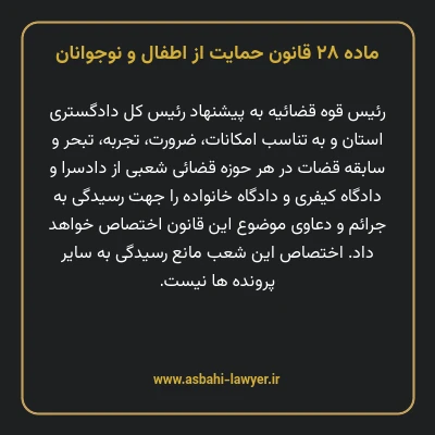 ماده ۲۸ قانون حمایت از اطفال و نوجوانان
