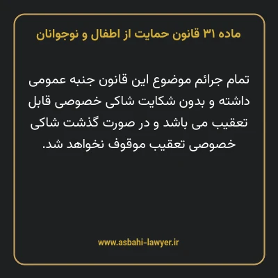 ماده ۳۱ قانون حمایت از اطفال و نوجوانان