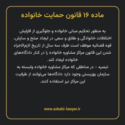 ماده ۱۶ قانون حمایت خانواده