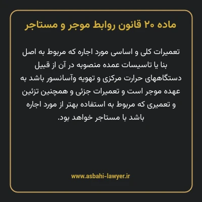 ماده ۲۰ قانون روابط موجر و مستاجر ۱۳۵۶