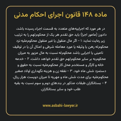 ماده ۱۴۸ قانون اجرای احکام مدنی